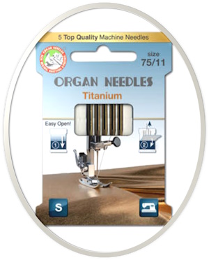 Organ Nadel 75 zum sticken, Maschinen-Stickmuster. 75 Organ Embroidery Sticknadel (Titanium)