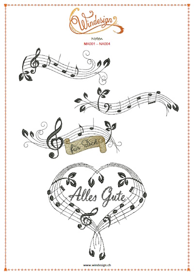 Stickmuster Musiknoten