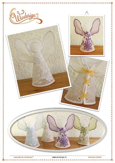 Lace Stickmuster 3D Engel