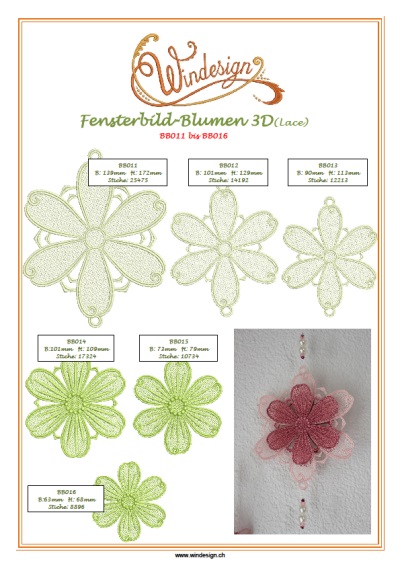 Fensterbild 3D-Blumen, Lace