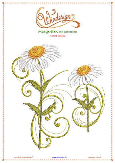 Margeriten, Stickmuster Ornament