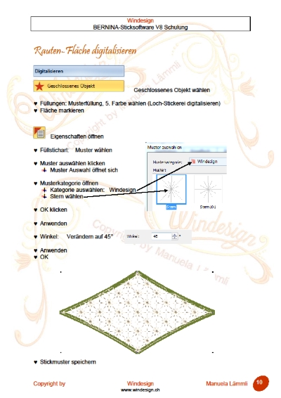 Schulungsunterlagen BERNINA-Software V8 & Stickmuster Multi-Hooping/Loch-Stickerei