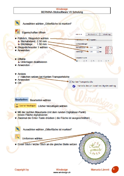 Schulungsunterlagen BERNINA-Software V8 & Stickmuster Hausgemacht