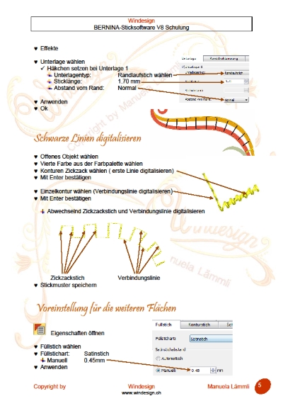 Schulungsunterlagen BERNINA-Software V8 Inkl.Stickmuster Weiss-Stickerei