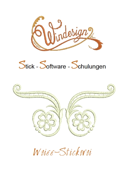 Schulungsunterlagen BERNINA-Software V8 Inkl.Stickmuster Weiss-Stickerei