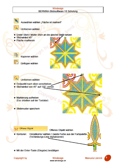 Schulungsunterlagen BERNINA-Software V8 & Stickmuster Lace-Schneeflocke