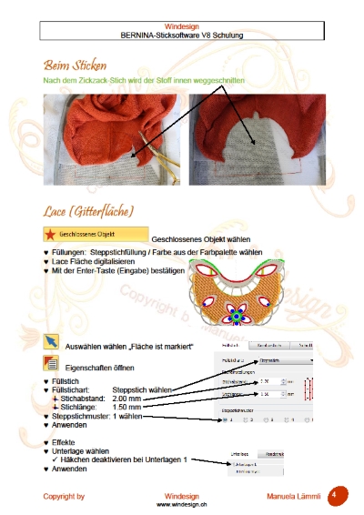 Schulungsunterlagen BERNINA-Software V8 & Stickmuster Lace-Stickerei