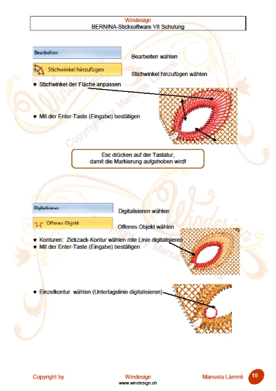 Schulungsunterlagen BERNINA-Software V8 & Stickmuster Lace-Stickerei