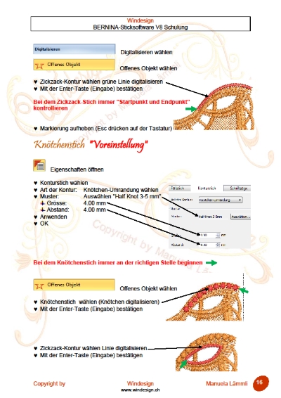 Schulungsunterlagen BERNINA-Software V8 & Stickmuster Lace-Stickerei