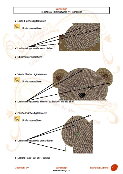 Schulungsunterlagen BERNINA-Software V8 & Stickmuster kleiner Bär